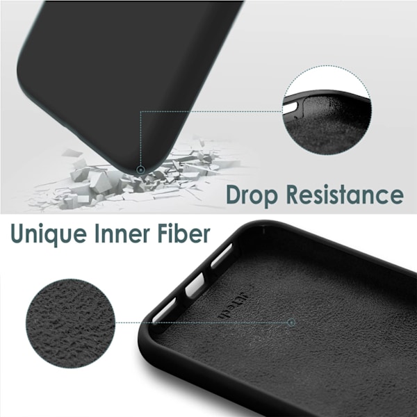 Silikonskal för iPhone 11 6,1 tum, Silkeslen Full-Body Skyddande Skal, Stötsäkert skal med Mikrofiberfoder (Svart)