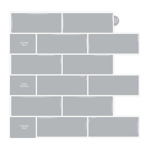 10 självhäftande väggplattor Stänklim för kök grå (30,5 x 30,5 cm)