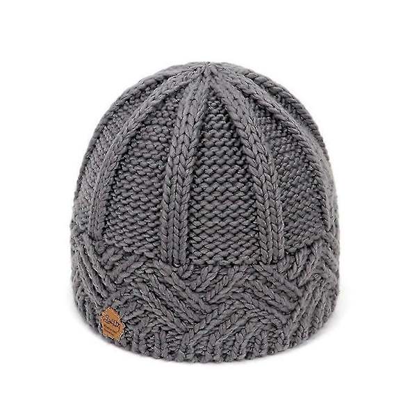 Unisex, Stickad Skidmössa, Retro stil diamant rutig tjock ull stickad mössa, Vintervärmare Snowboard Mössa Light Gray