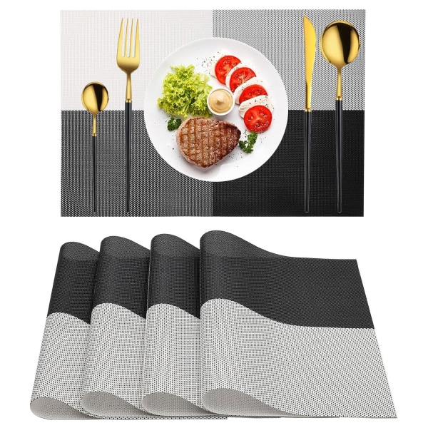 galler Bord Bordsunderlägg Set med 4, PVC bordstabletter resistenta tvättbara, 45 x 30 cm halkfri värme för kök Matsal Restaurang