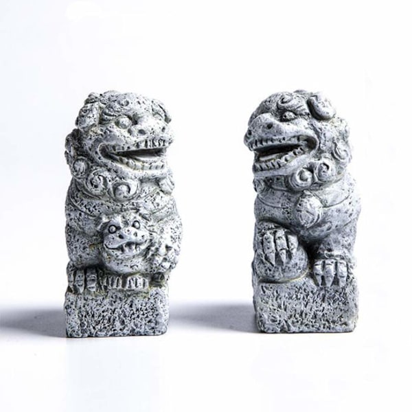 Akvariedekorasjoner til kjæledyr Fisketank Mini/Par Størrelse Ornamenter Tilbehør Fiskegjemmesteder Asiatisk Hage FengShui Beist Hund (Par/Mini Statue)