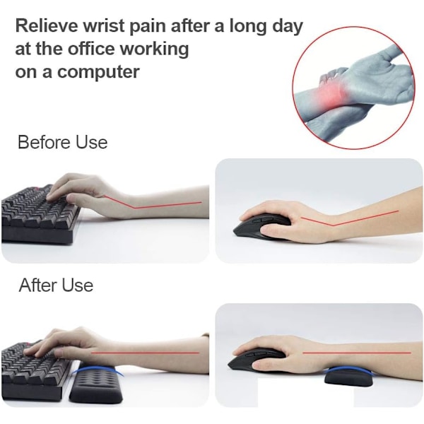 Tangentbords handledsstöd Gaming Memory Foam Handledsstöd Kontor, Dator, Laptop, Mac Skrivande och Smärtlindring och Reparation