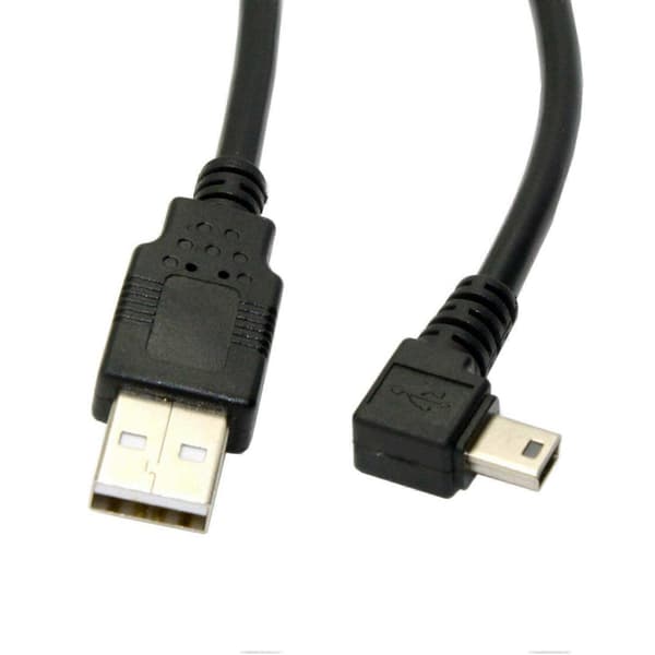 1,8 m Mini USB B Typ 5-pin Hane 90 Grader Vänstervinklad till USB 2.0 Hane Datakabel Svart Färg