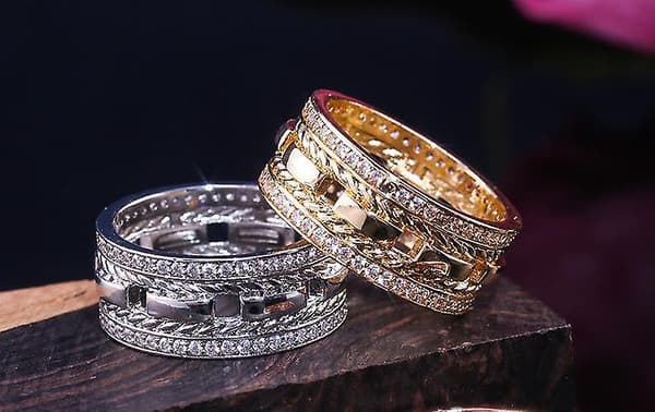 Handgjorda breda ringar Zirkon 925 silver present