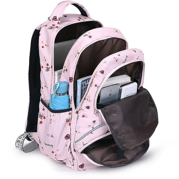 Vattentät skolryggsäck med tryck (rosa)