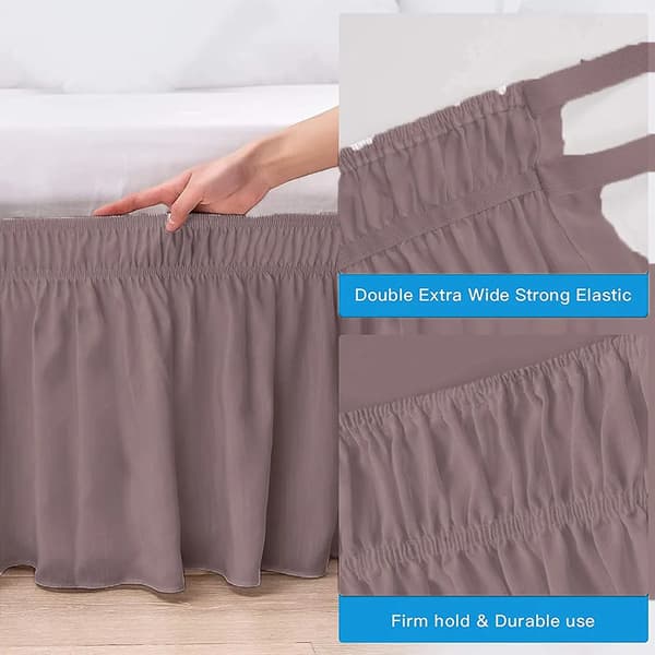 Sängkappa, borstad polyester, med TRE tygsidor, elastisk dammkappa, lätt att fästa, polyester