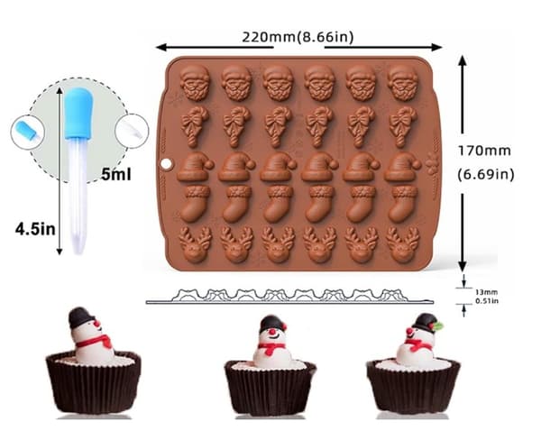 Julchokladform i Silikon med 6 Mönster