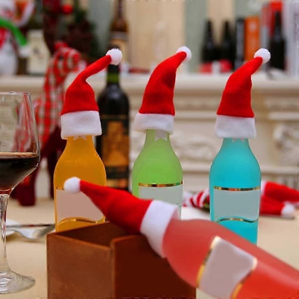 30 st Mini Tomtehattar Koppflaskor Omslag Jul Tomtehatt Bestickhållare