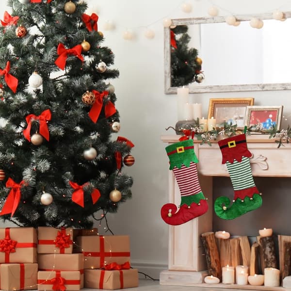 2-pack Julstrumpor med Tomte, Juldekoration Presentpåsar