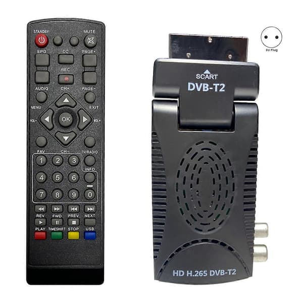 DVB-T2 Full HD Digital marksänd TV-dekoder med 265/HEVC-avkodning EPG Set Top Box EU-kontakt