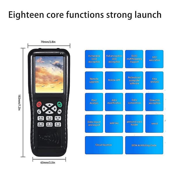 Nfc Rfid-kortkopieringsläsare, nfc Smart Card Reader Writer Rfid Copier, engelsk version Icopy X100 Nfc Id Ic Reader（Svart）
