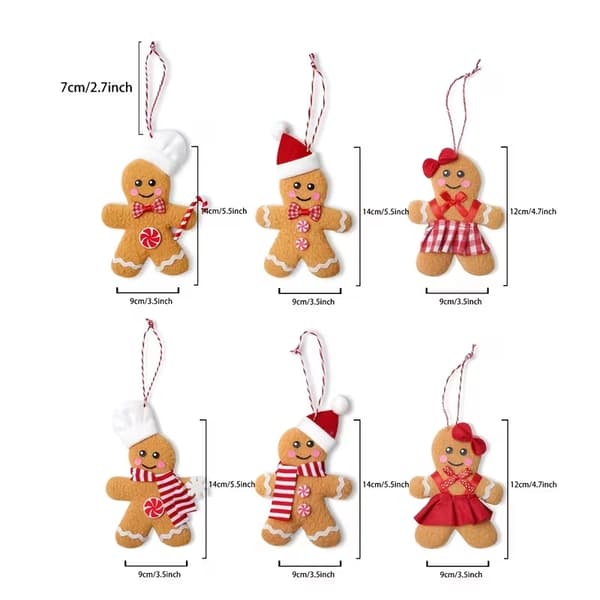 6-delars pepparkaksgubbe julgransdekoration set julgransprydnader