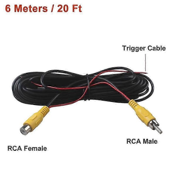 RCA Hane till Hona Bil Backkamera Förlängningskabel med Triggerkabel 5-20 Meter