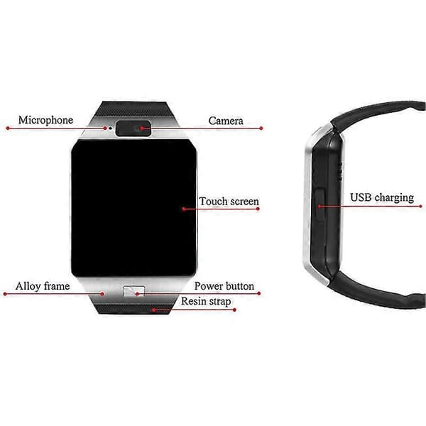 Bluetooth Smartklocka med Kamera Vattentät Telefonkompis för Android LG iPhone UK