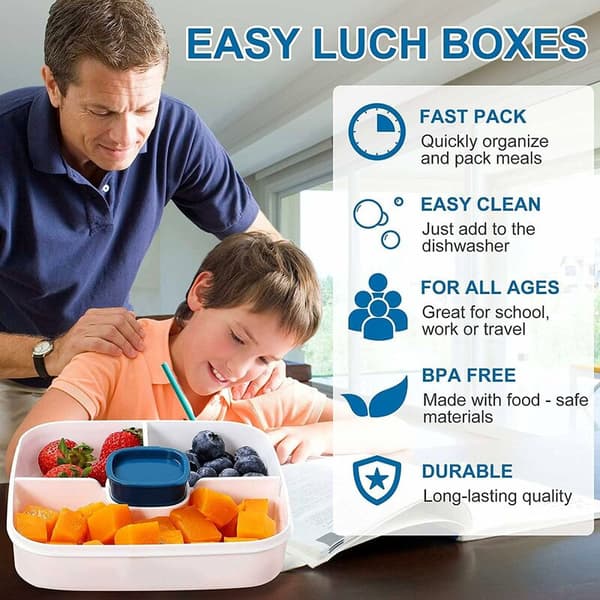 1500 ml matlåda Bento Box All Inclusive Förseglad Matlåda/Bento Box 2 lager Blå