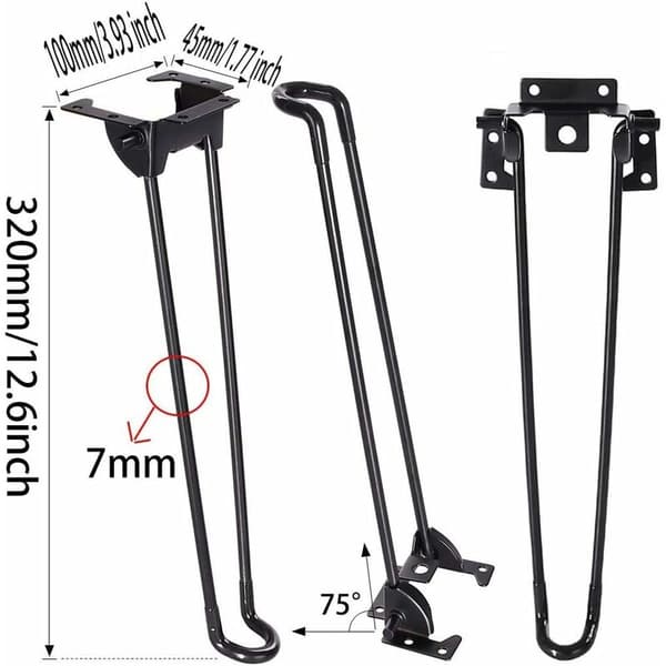 Fällbara bordsben 4-pack Hårnålsfällbara bordsben 32 cm höjd Svart kraftig Lätt att installera Fällbart soffbordsben