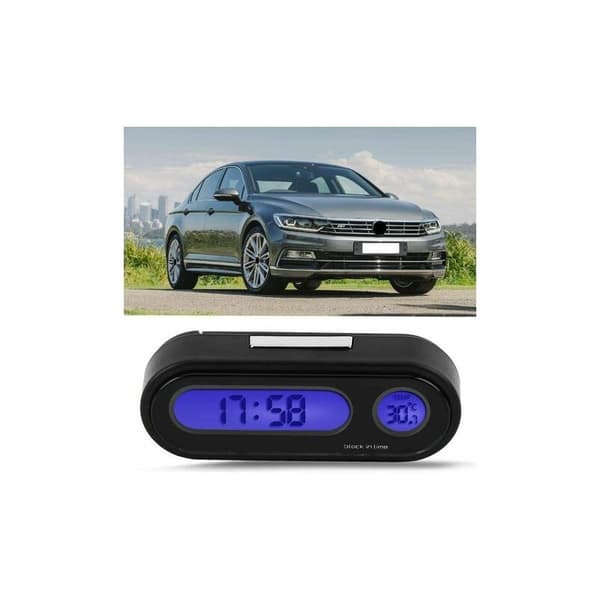 Biltermometer Voltmeter Klocka, 2 i 1 Bilfordon Interiör Mini Elektronisk Klocka, LED Digital Klocka, Termometer, Voltmeter, Körning