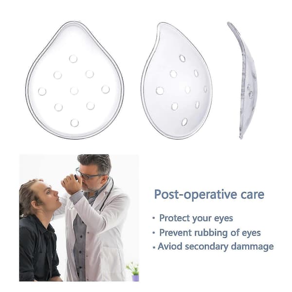 2-pack Ögonskydd, ventilerat ögonskydd, ögonlapp för ögonkirurgi, skydd, andningsbart efter operation, ögonskydd, klar