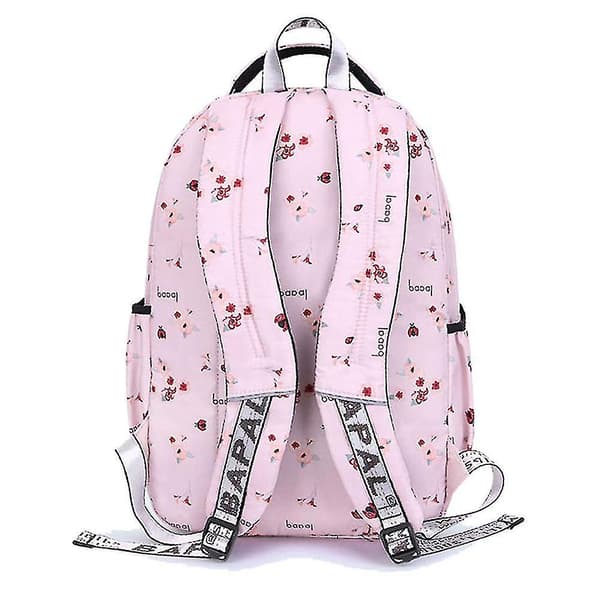 Vattentät skolryggsäck med tryck (rosa)