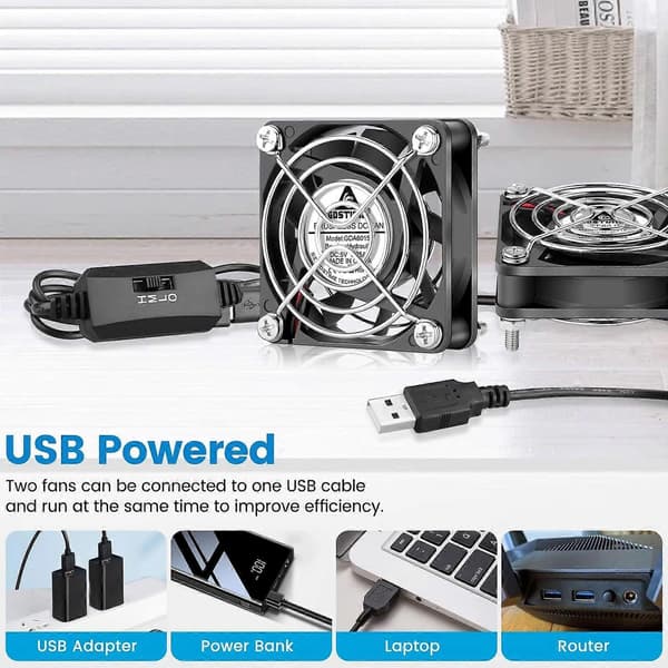 2-pack 5V 60mm X 10mm USB-datorfläkt med hastighetskontroll DC borstlös kylning