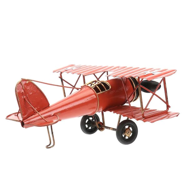 Retro Järnplan Flygplan för Dekor Ljus Röd 20 x 22 x 9.5cm 1st