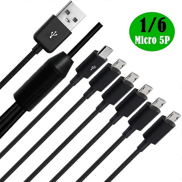 USB 2.0 Typ A Hane till Micro USB Hane 1 till 6 Splitter Kabel Data Laddning