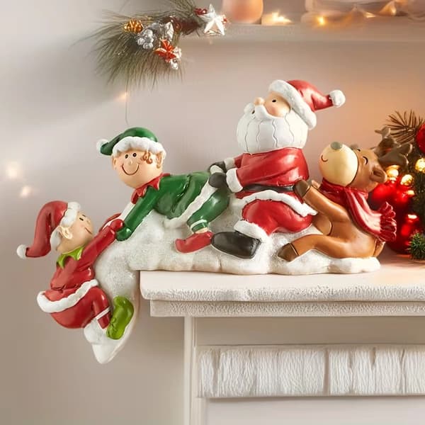 1 st Julgransprydnad i harts med jultomte och älg