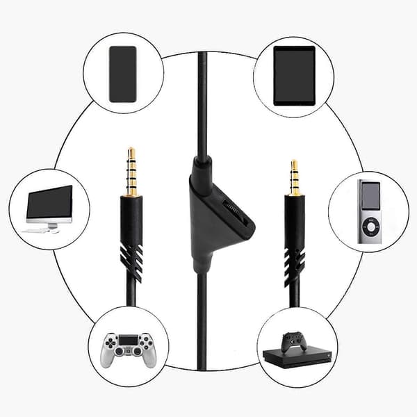 Ersättningskabel för Astro A10 A40/A40TR Headset, Spelheadsetkabel med Volymkontrollfunktion