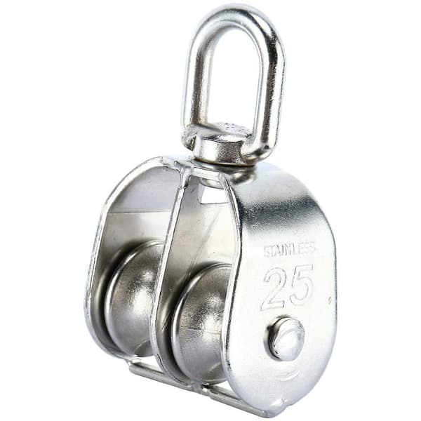 2-pack 304 rostfritt stål kran vridkrok dubbla remskivor (M25)