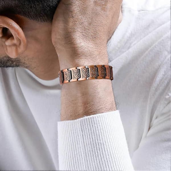 Magnetiska koppararmband för män 99,99% Ren koppar Magnetiska terapiarmband