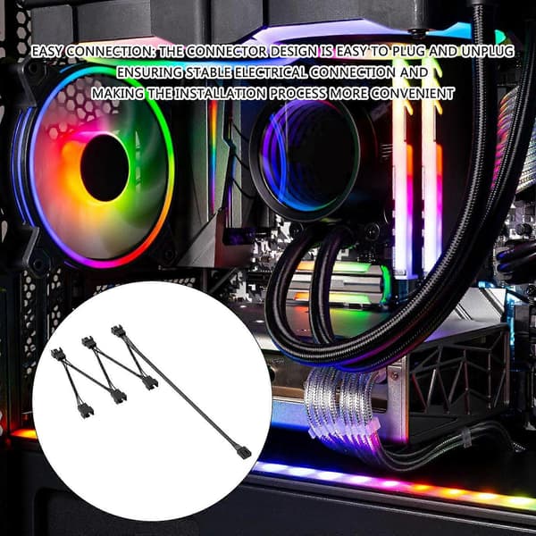 Datorfläktskontroller med 4-Pin PWM-anslutning, 4-Pin PWM PC-fläktsplitterkabel för datoruppsättningar Svart