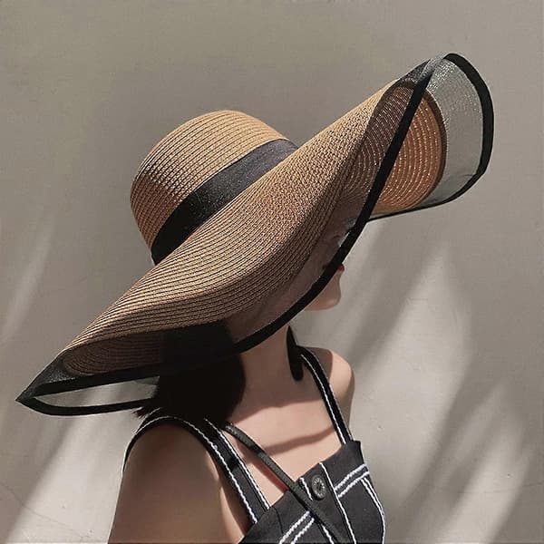 Sommarstrand Solhattar för Kvinnor Vikbara Floppy Resevänliga UV-Hatt, Bredbrättad Hatt UPF 50+