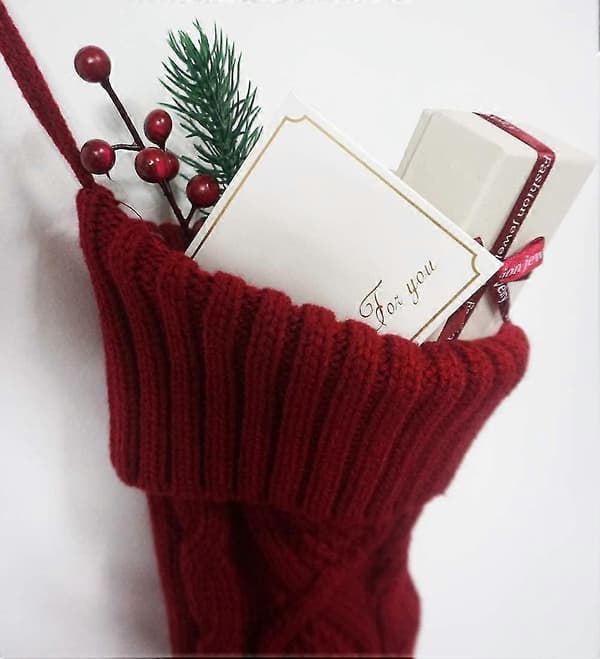 Julstrumpor i stickad kabel, vit elfenben, klassisk 45 cm, 2 st