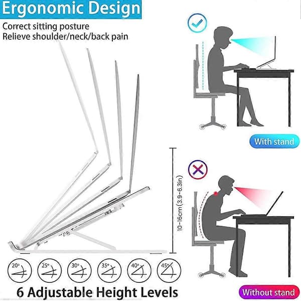 Bärbart laptopställ ABS Ergonomiskt laptopstativ Justerbart hopfällbart ventilerat
