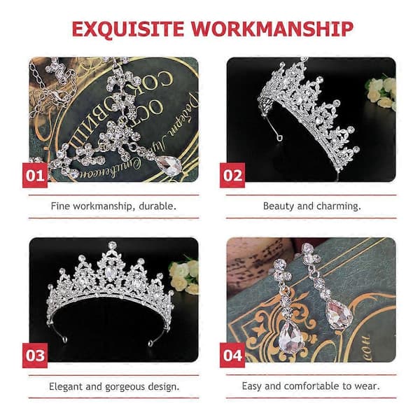 Smyckesset Kronform Brudhuvudbonader för Bröllopsbrud Silver Zinklegering Hållbart Material 1 Set