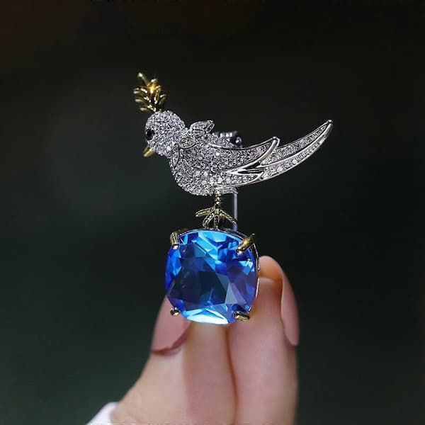 Mångsidig Brosch Legering Smycken Multifunktionell Accessoar Elegant Fågel Tema Säkerhetsnål För Hattar Väskor Och Kläder Silverblå