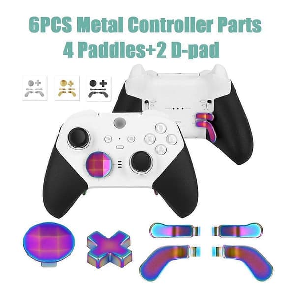 För Elite Series 2 6PCS Metal Controller Parts 4 Paddlar 2 D-Pad Spel Ersättnings Controller Komponent Set C