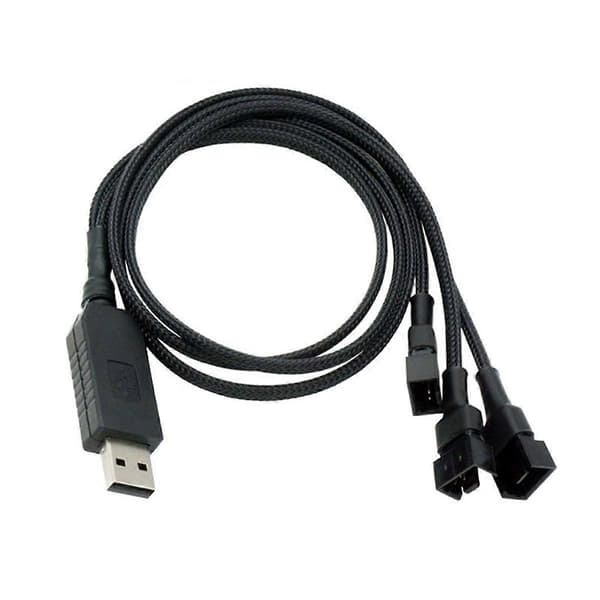 12V USB Fläkt Strömadapterkabel 1 till 3 Step-Up Strömadapterkabel för 4-Pin PC Kylfläktar