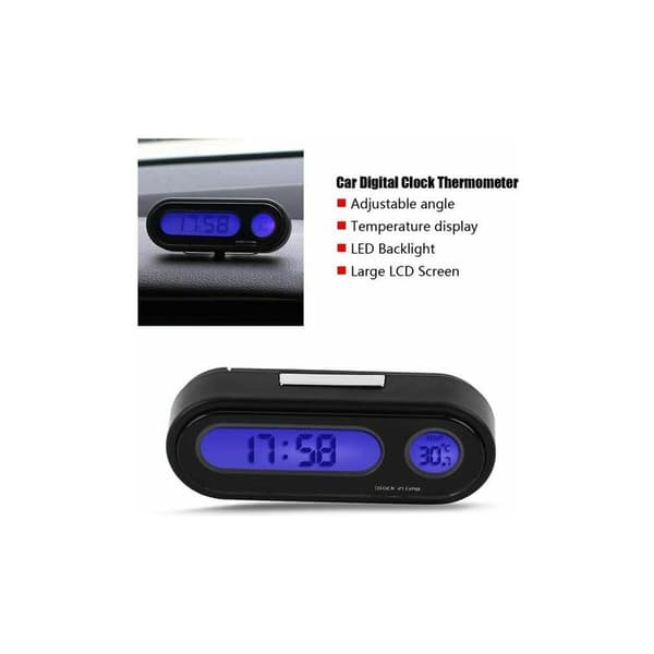 Biltermometer Voltmeter Klocka, 2 i 1 Bilfordon Interiör Mini Elektronisk Klocka, LED Digital Klocka, Termometer, Voltmeter, Körning