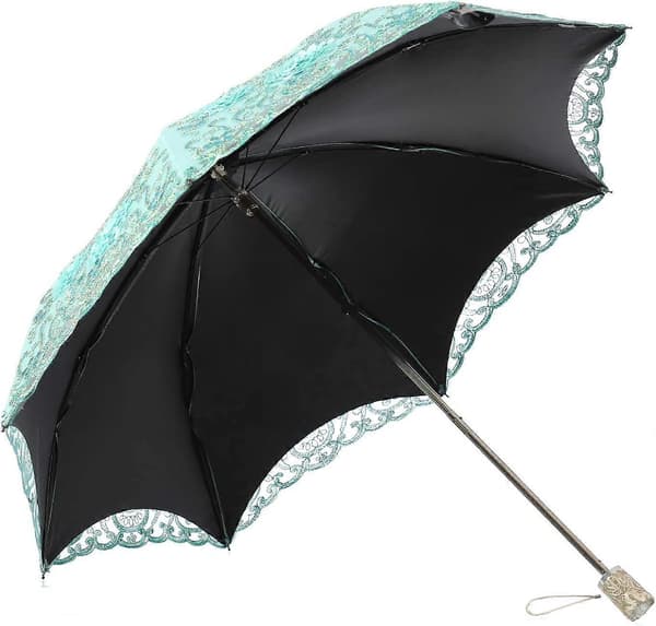 Broderad spets dubbeldäck Anti-UV Parasoll Sol/Regn/Snö Hopfällbart paraply