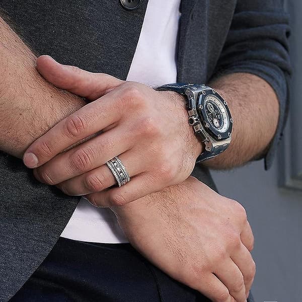 Handgjorda breda ringar Zirkon 925 silver present
