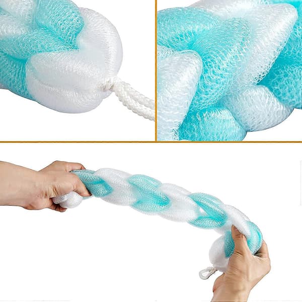 Mesh Loofah Ryggskrubb, Lång Stretch Ryggsvamp, 4-pack (2 Blå + 2 Rosa)