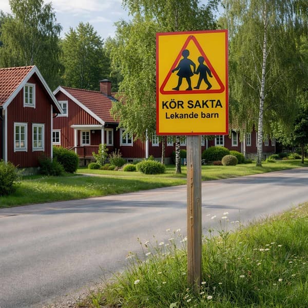 Kör sakta lekande barn - Skylt/Varningsskylt - Trafikskylt A3 2-pack (SE) A3 2-Pack (SE)