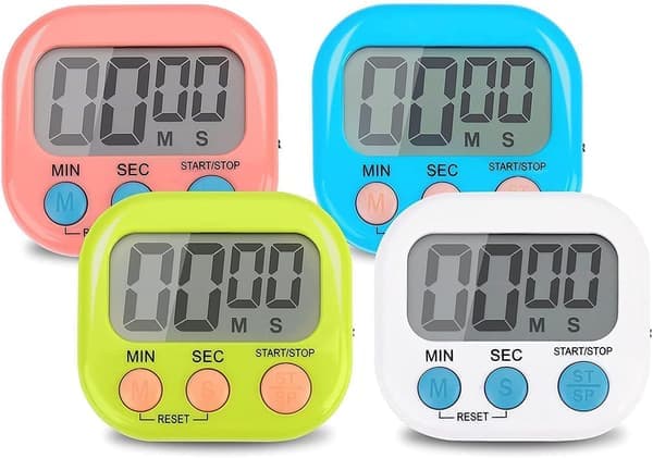 4 st färgglada magnetiska kökstimer, digital timer för barn med LCD-display, magnetisk timer stoppur med alarm för matlagning