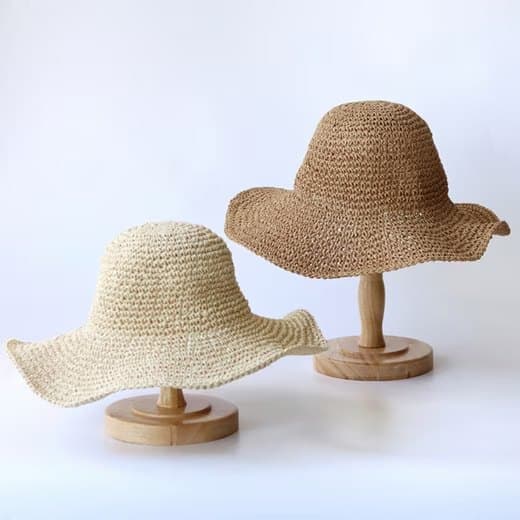 Sammenfoldelig stråhat til damer, sammenfoldelig bred stråhat - Sommer & Strand, damesolhat til sommer 57-59 cm brun brown