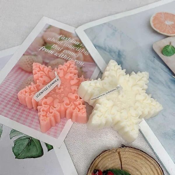 Snøfnugg Aromaterapi Lys - Festlige duftlys for juledekor WHITE
