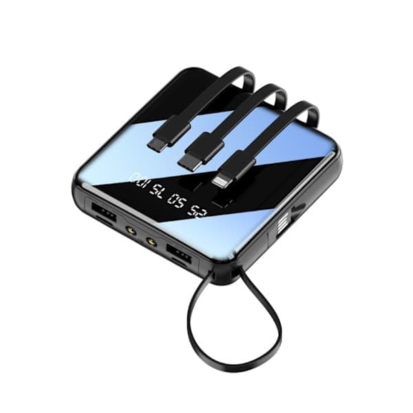 Powerbank 20000 mAh, Dobbelt 2x USB LCD-Display, Ekstern Batteri Hurtigoplader, Sort, til iPhone/Huawei/Xiaomi/Samsung Sort-Glad Sort M