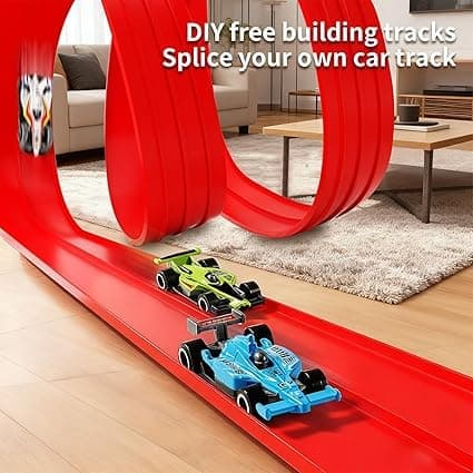 5 meter DIY Flexibel Bilbana Racing Set för Små Saker Inomhus Lek Röd Red