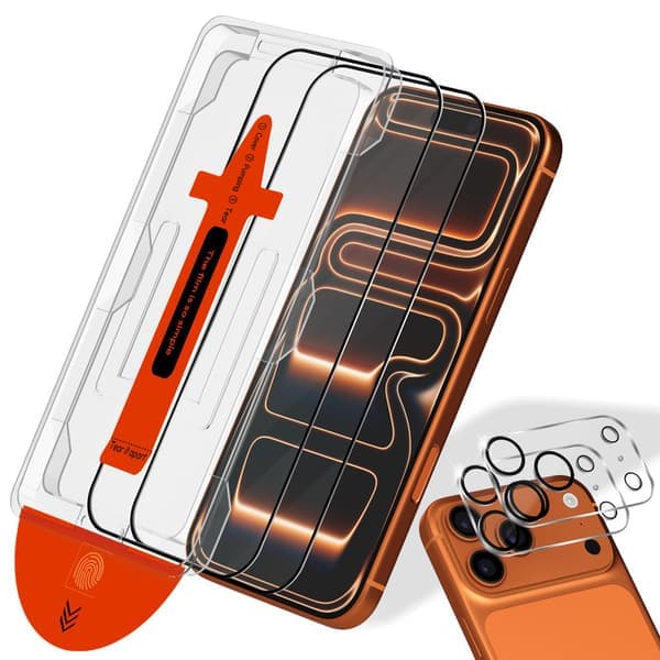 2-PACK iPhone 17 Pro Max Skärmskydd & 2-PACK Linsskydd - Härdat Glas | [SmartFit Återanvändbart System] - Bubbel-fritt