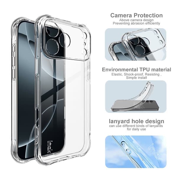IMAK iPhone 17 Pro Max Scale TPU iskunkestävä turvatyyny läpinäkyvä